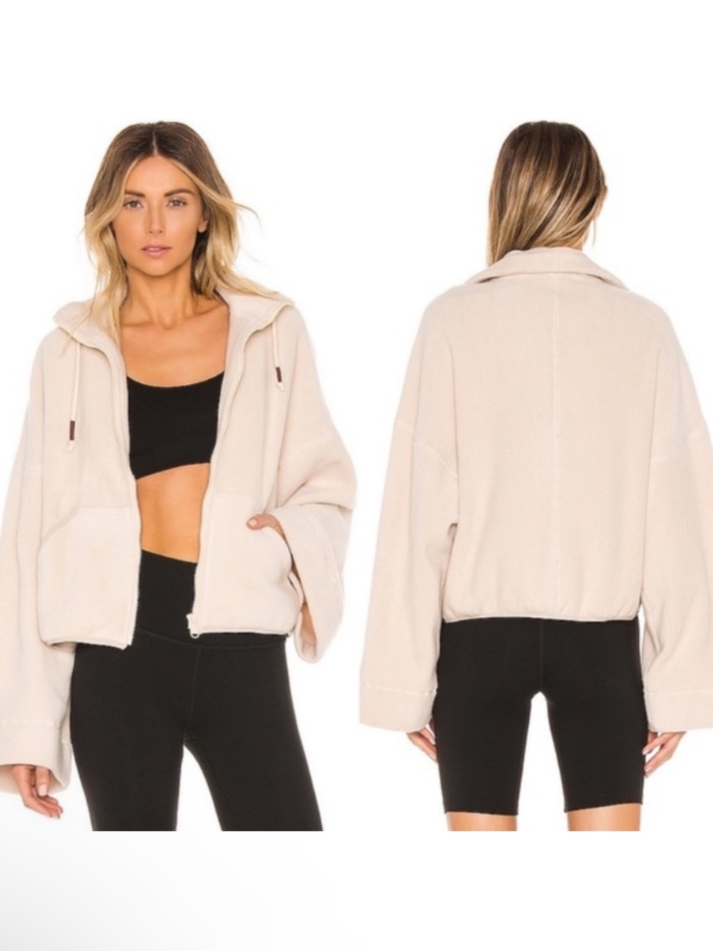 Free People Climb High Fleece Jacket Ivory Zip-Up Jacket